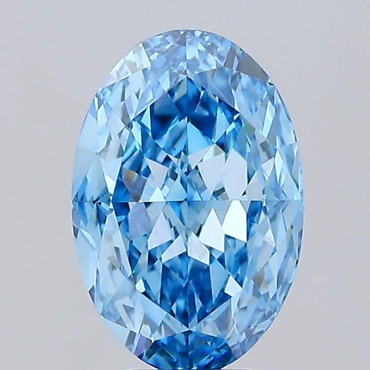 7.09ct Oval Lab Grown Diamond (Colour Fancy Vivid Blue, Clarity VVS2, IGI Certified)