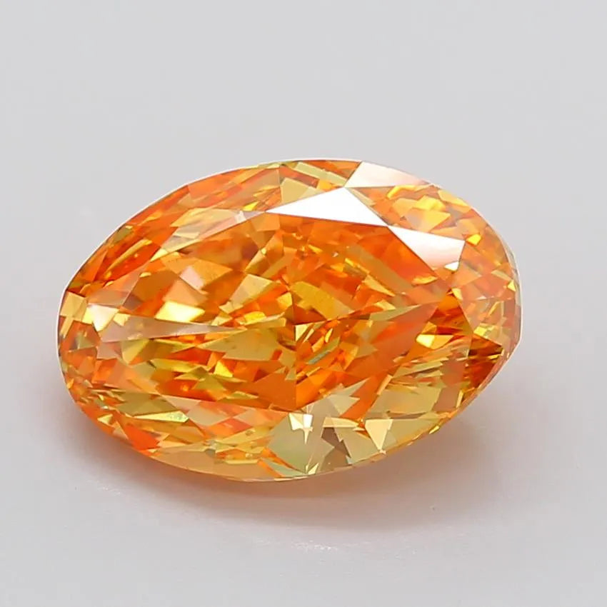 7.09ct Oval Lab Grown Diamond (Colour Fancy Vivid Pink Orange, Clarity VS1, IGI Certified)
