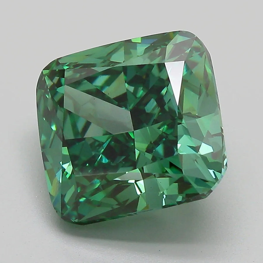 7.14ct Cushion modified Lab Grown Diamond (Colour Fancy Vivid Green, Clarity VS1, IGI Certified)