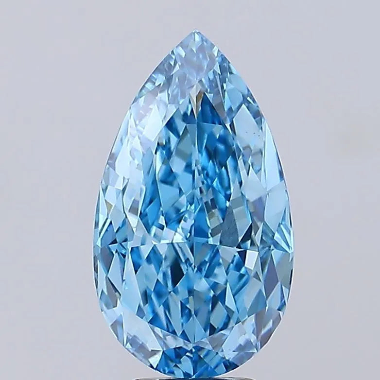 7.34ct Pear Lab Grown Diamond (Colour Fancy Vivid Blue, Clarity VVS2, IGI Certified)