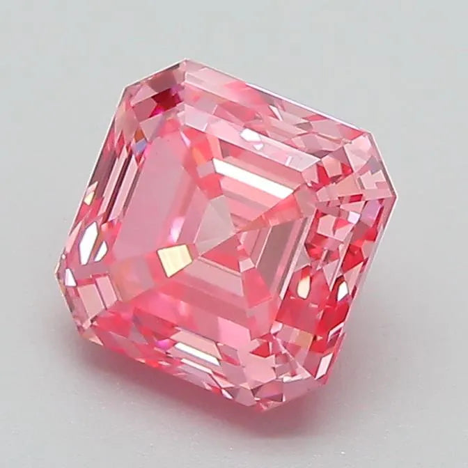 1.50ct Square emerald Lab Grown Diamond (Colour Fancy Vivid Pink, Clarity VS1, IGI Certified)