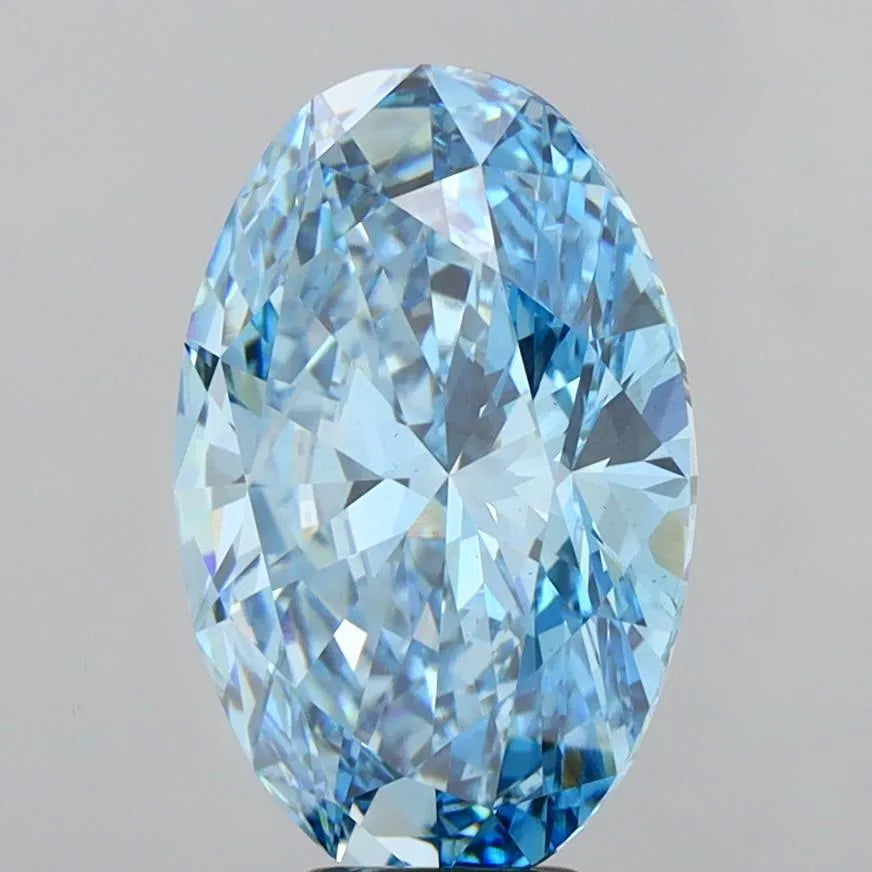 8.01ct Oval Lab Grown Diamond (Colour Fancy Vivid Blue, Clarity VS2, IGI Certified)