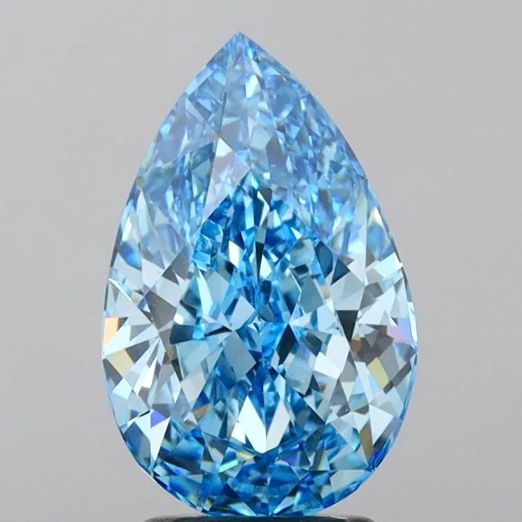3.00ct Pear Lab Grown Diamond (Colour Fancy Vivid Blue, Clarity VVS2, IGI Certified)