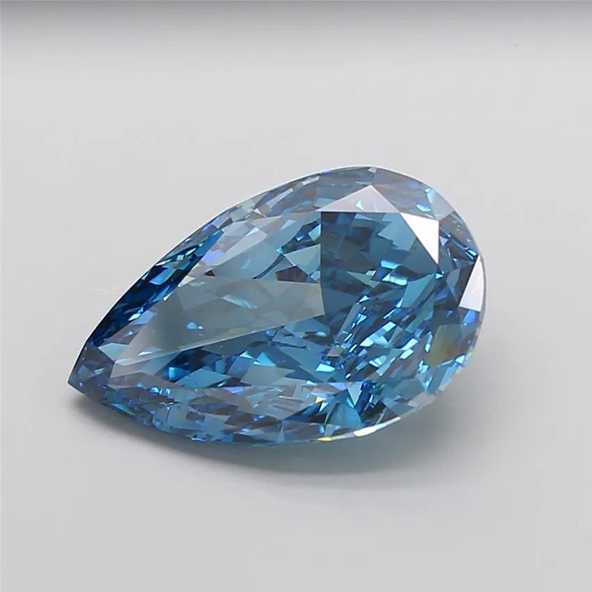 9.84ct Pear Lab Grown Diamond (Colour Fancy Vivid Blue, Clarity VVS2, IGI Certified)