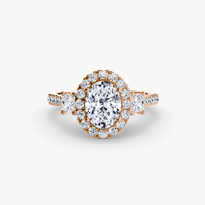 Three-Stone Ring with Halo 2