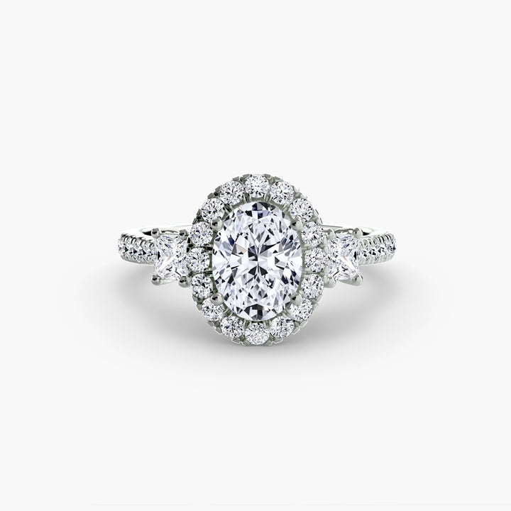 Three-Stone Ring with Halo 2