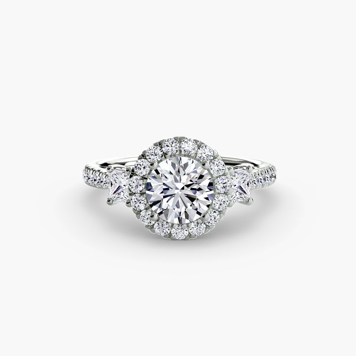 Three-Stone Ring with Halo 2